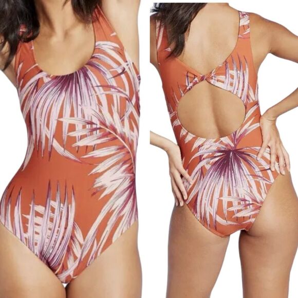 Kona Sol One Piece Swimsuit Tropical Burnt Orange Print - Picture 7 of 10